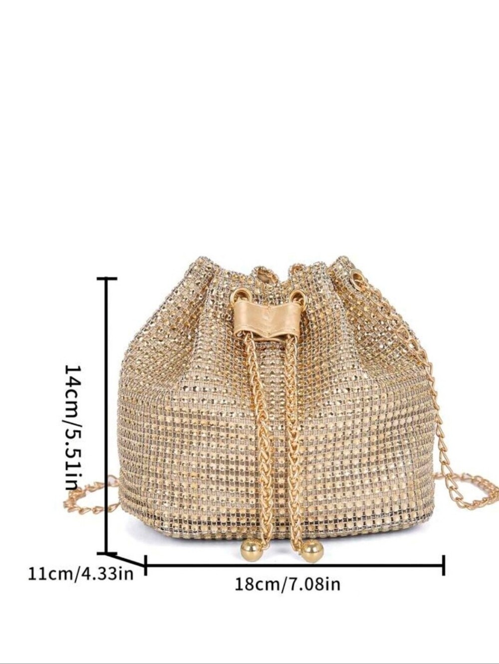 Women Glamourous Gold Flashy Formal Date Night Party Strap Bag - Picture 4 of 6